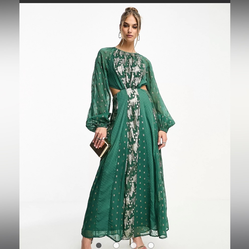 metallic jacquard midi dress